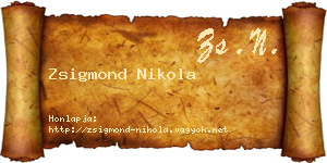 Zsigmond Nikola névjegykártya